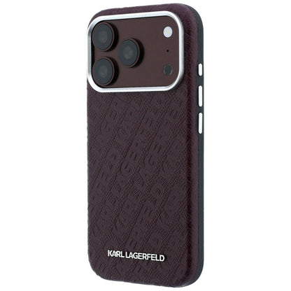 Θήκη MagSafe για Apple iPhone 18 Pro / 17 Pro, Karl Lagerfeld, Μεταλλικό Λογότυπο με Υφή, Βυσσινί