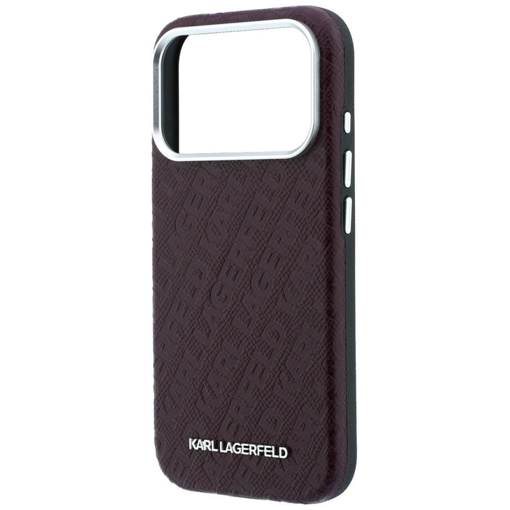 Θήκη MagSafe για Apple iPhone 18 Pro / 17 Pro, Karl Lagerfeld, Μεταλλικό Λογότυπο με Υφή, Βυσσινί