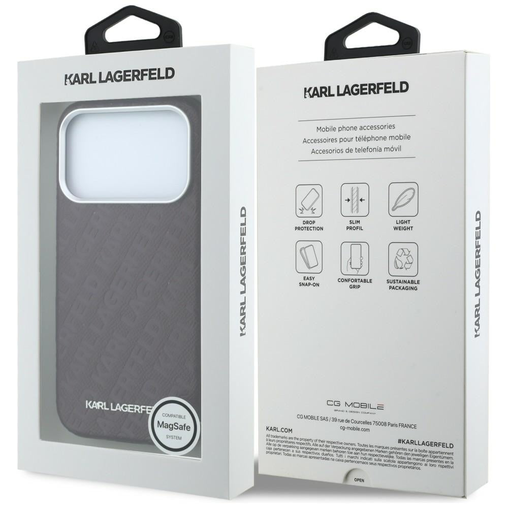 Θήκη MagSafe για Apple iPhone 18 Pro / 17 Pro, Karl Lagerfeld, Μεταλλικό Λογότυπο με Υφή, Βυσσινί