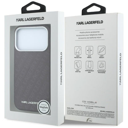 Θήκη MagSafe για Apple iPhone 18 Pro / 17 Pro, Karl Lagerfeld, Μεταλλικό Λογότυπο με Υφή, Βυσσινί