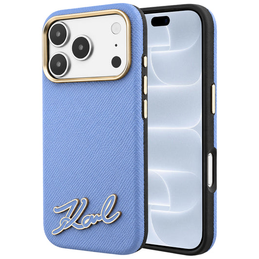 Θήκη MagSafe για Apple iPhone 18 Pro / 17 Pro, Karl Lagerfeld, Λογότυπο από Ρητίνη με Υφή, Μπλε