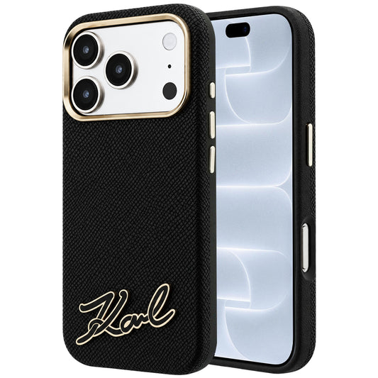 Θήκη MagSafe για Apple iPhone 18 Pro / 17 Pro, Karl Lagerfeld, Λογότυπο από Ρητίνη με Υφή, Μαύρο