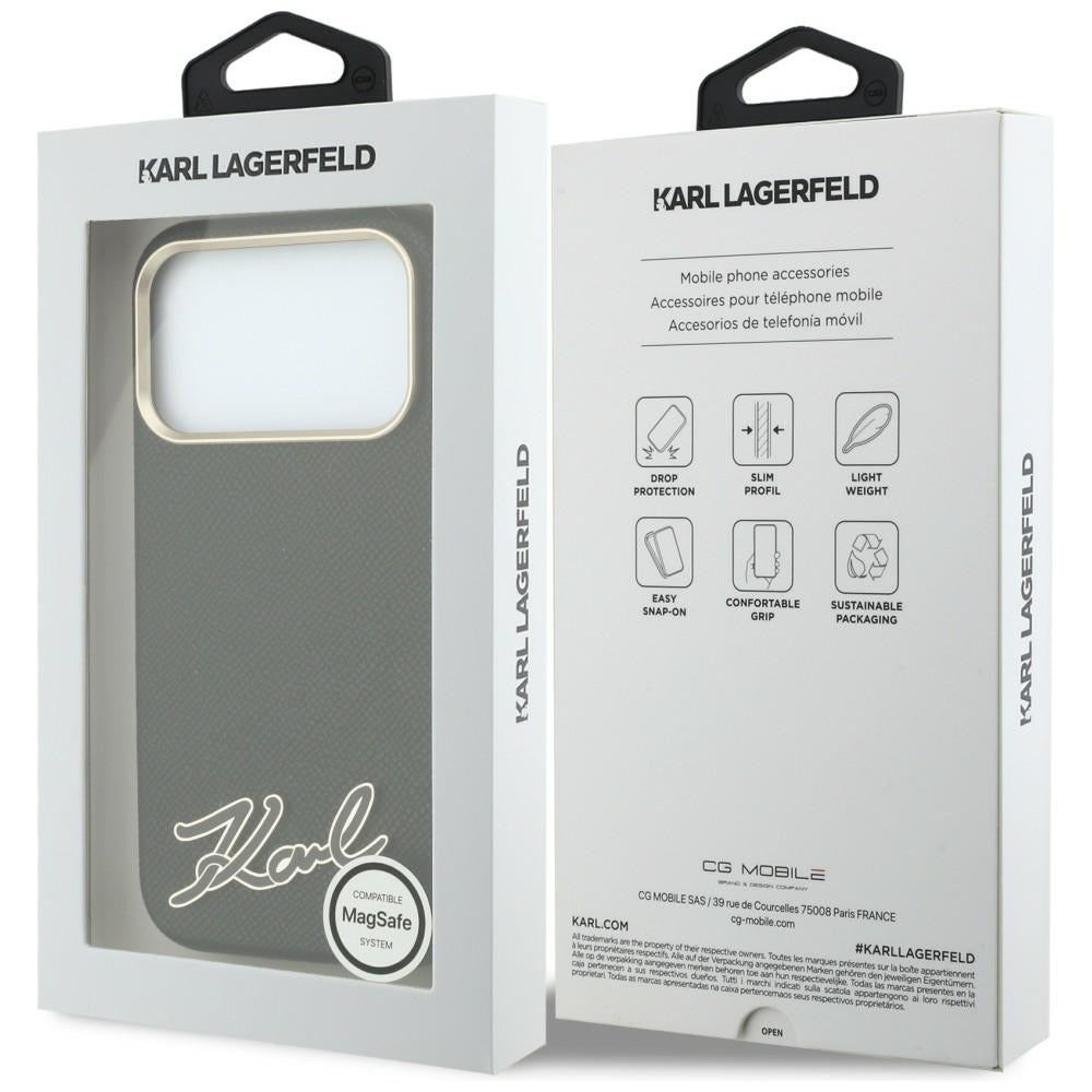 Θήκη MagSafe για Apple iPhone 18 Pro / 17 Pro, Karl Lagerfeld, Λογότυπο από Ρητίνη με Υφή, Μαύρο
