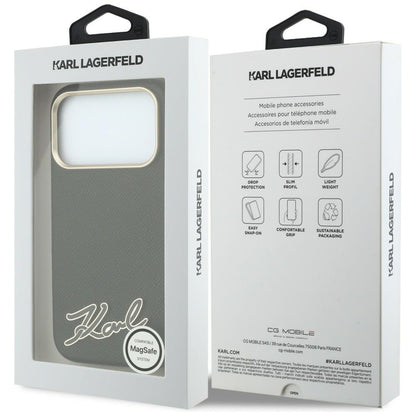 Θήκη MagSafe για Apple iPhone 18 Pro / 17 Pro, Karl Lagerfeld, Λογότυπο από Ρητίνη με Υφή, Μαύρο
