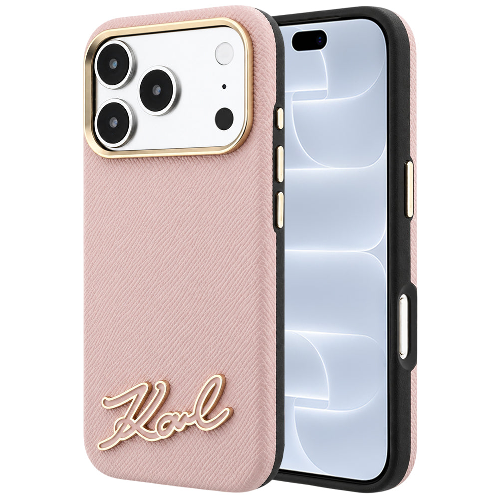Θήκη MagSafe για Apple iPhone 18 Pro / 17 Pro, Karl Lagerfeld, Λογότυπο από Ρητίνη με Υφή, Ροζ