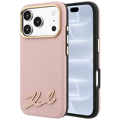 Θήκη MagSafe για Apple iPhone 18 Pro / 17 Pro, Karl Lagerfeld, Λογότυπο από Ρητίνη με Υφή, Ροζ