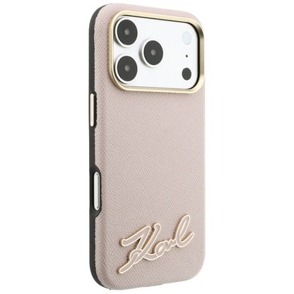 Θήκη MagSafe για Apple iPhone 18 Pro / 17 Pro, Karl Lagerfeld, Λογότυπο από Ρητίνη με Υφή, Ροζ