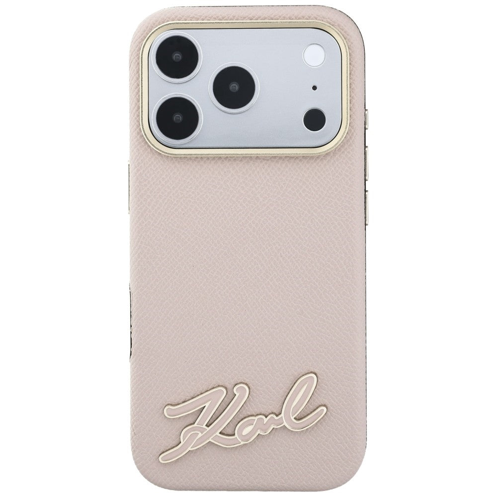 Θήκη MagSafe για Apple iPhone 18 Pro / 17 Pro, Karl Lagerfeld, Λογότυπο από Ρητίνη με Υφή, Ροζ