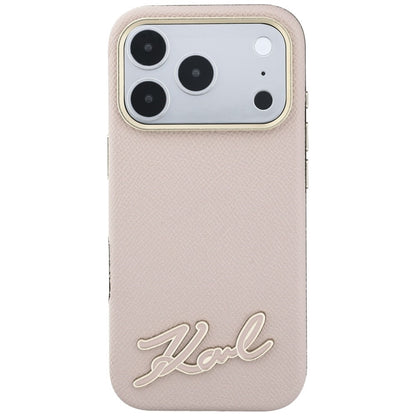 Θήκη MagSafe για Apple iPhone 18 Pro / 17 Pro, Karl Lagerfeld, Λογότυπο από Ρητίνη με Υφή, Ροζ