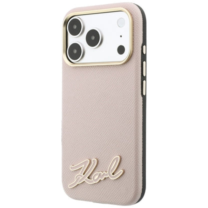 Θήκη MagSafe για Apple iPhone 18 Pro / 17 Pro, Karl Lagerfeld, Λογότυπο από Ρητίνη με Υφή, Ροζ