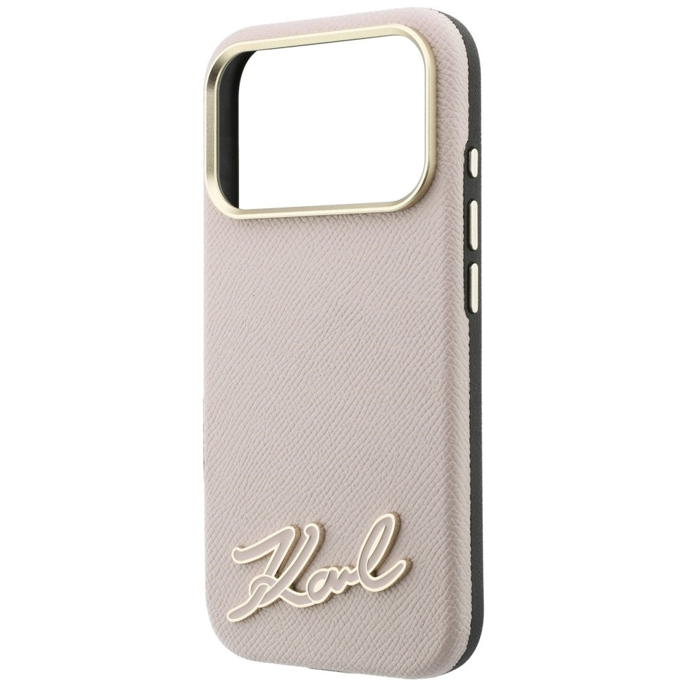 Θήκη MagSafe για Apple iPhone 18 Pro / 17 Pro, Karl Lagerfeld, Λογότυπο από Ρητίνη με Υφή, Ροζ