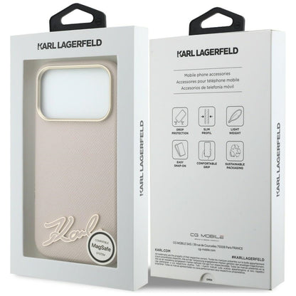 Θήκη MagSafe για Apple iPhone 18 Pro / 17 Pro, Karl Lagerfeld, Λογότυπο από Ρητίνη με Υφή, Ροζ