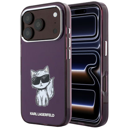 Θήκη MagSafe για Apple iPhone 18 Pro / 17 Pro, Karl Lagerfeld, HC IML Choupette Body Sketch Print, Βυσσινί