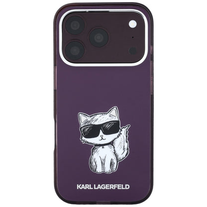 Θήκη MagSafe για Apple iPhone 18 Pro / 17 Pro, Karl Lagerfeld, HC IML Choupette Body Sketch Print, Βυσσινί