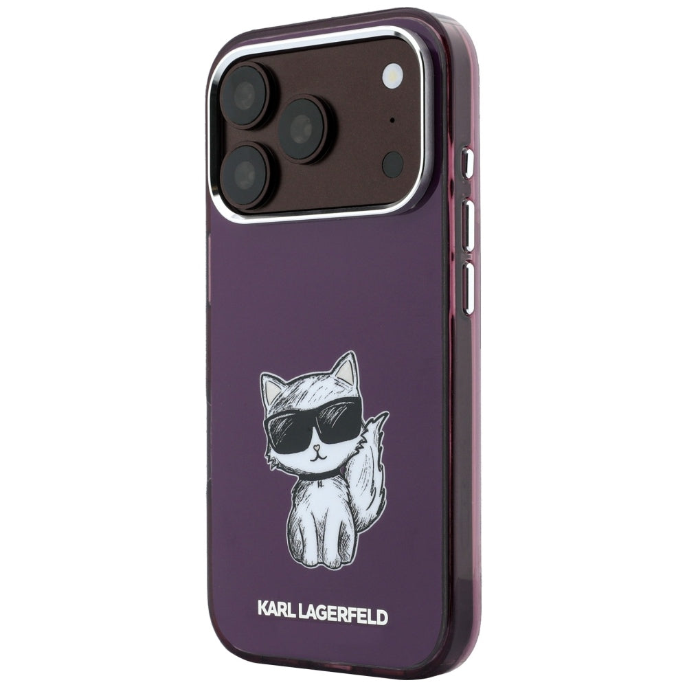 Θήκη MagSafe για Apple iPhone 18 Pro / 17 Pro, Karl Lagerfeld, HC IML Choupette Body Sketch Print, Βυσσινί
