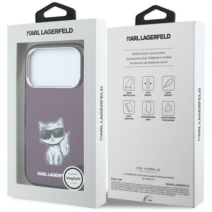 Θήκη MagSafe για Apple iPhone 18 Pro / 17 Pro, Karl Lagerfeld, HC IML Choupette Body Sketch Print, Βυσσινί