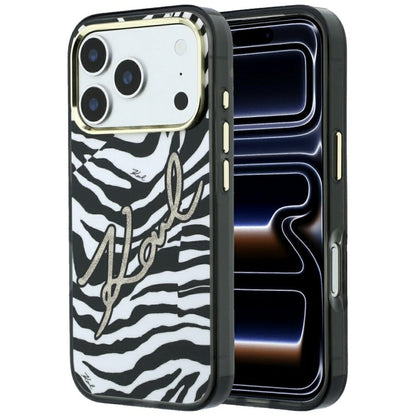 Θήκη MagSafe για Apple iPhone 18 Pro / 17 Pro, Karl Lagerfeld, HC IML Signature Zebra Glitter Gold, Μαύρο