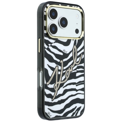 Θήκη MagSafe για Apple iPhone 18 Pro / 17 Pro, Karl Lagerfeld, HC IML Signature Zebra Glitter Gold, Μαύρο