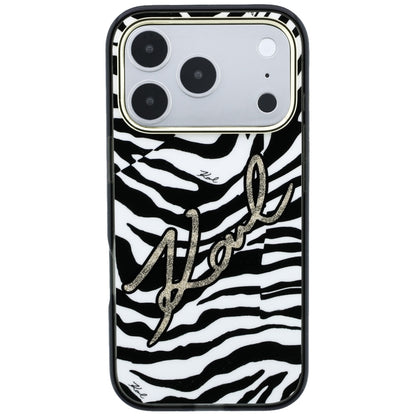 Θήκη MagSafe για Apple iPhone 18 Pro / 17 Pro, Karl Lagerfeld, HC IML Signature Zebra Glitter Gold, Μαύρο