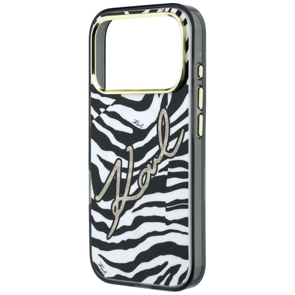 Θήκη MagSafe για Apple iPhone 18 Pro / 17 Pro, Karl Lagerfeld, HC IML Signature Zebra Glitter Gold, Μαύρο