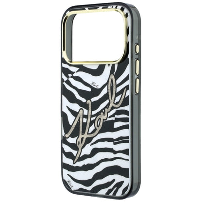 Θήκη MagSafe για Apple iPhone 18 Pro / 17 Pro, Karl Lagerfeld, HC IML Signature Zebra Glitter Gold, Μαύρο