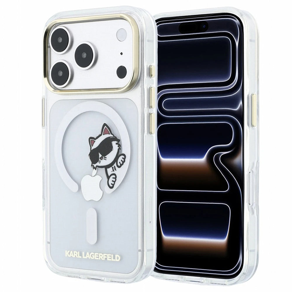 Θήκη MagSafe για Apple iPhone 18 Pro / 17 Pro, Karl Lagerfeld, IML Peekaboo Print και Μεταλλικό Πλαίσιο, Διαφανής