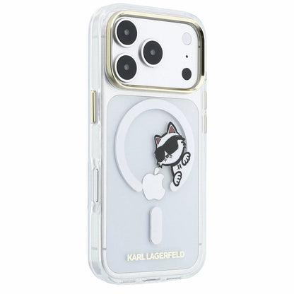 Θήκη MagSafe για Apple iPhone 18 Pro / 17 Pro, Karl Lagerfeld, IML Peekaboo Print και Μεταλλικό Πλαίσιο, Διαφανής