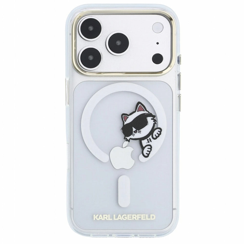 Θήκη MagSafe για Apple iPhone 18 Pro / 17 Pro, Karl Lagerfeld, IML Peekaboo Print και Μεταλλικό Πλαίσιο, Διαφανής