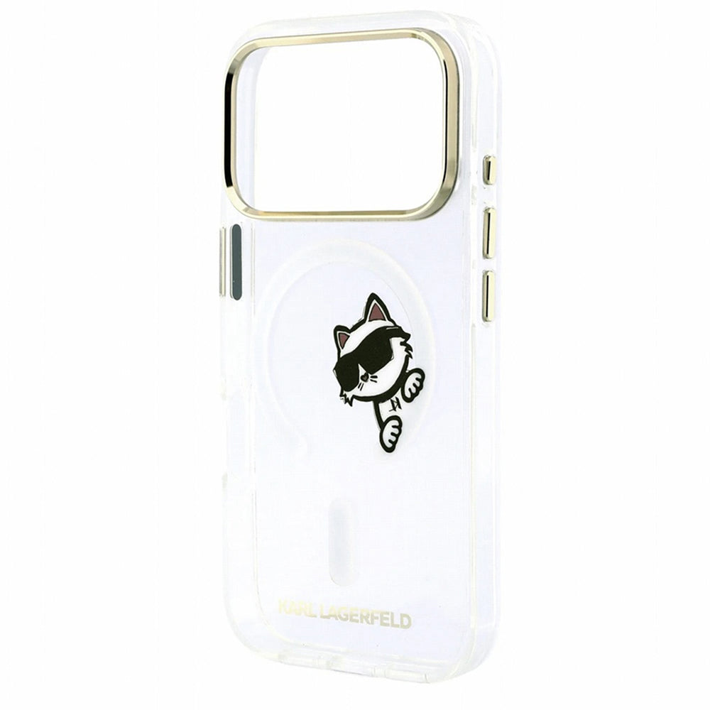 Θήκη MagSafe για Apple iPhone 18 Pro / 17 Pro, Karl Lagerfeld, IML Peekaboo Print και Μεταλλικό Πλαίσιο, Διαφανής