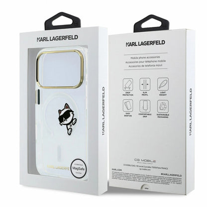 Θήκη MagSafe για Apple iPhone 18 Pro / 17 Pro, Karl Lagerfeld, IML Peekaboo Print και Μεταλλικό Πλαίσιο, Διαφανής