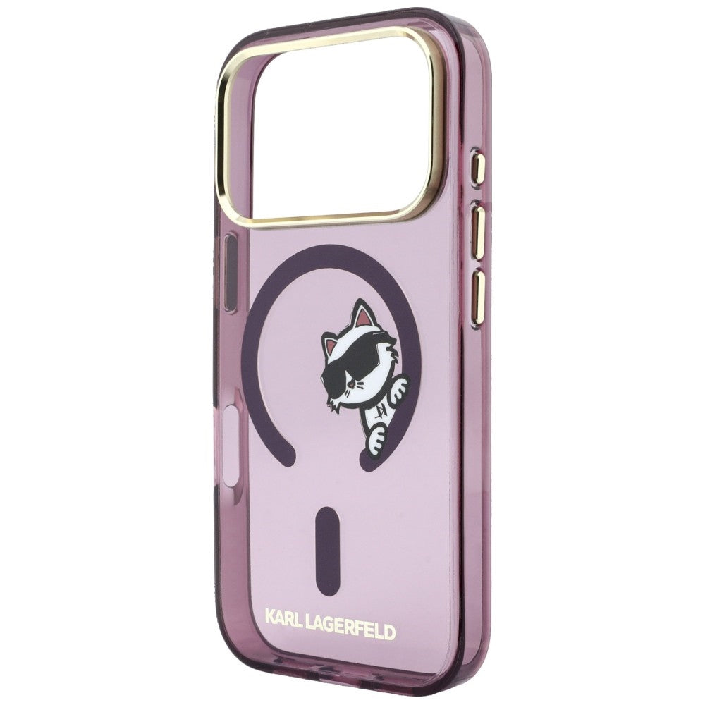 Θήκη MagSafe για Apple iPhone 18 Pro / 17 Pro, Karl Lagerfeld, IML Peekaboo Print and Metal Frame, Μπορντό