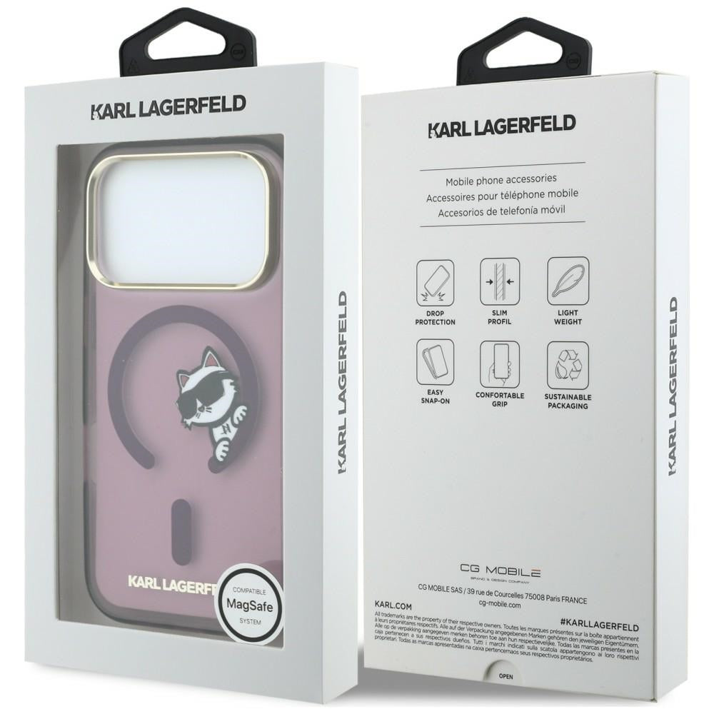 Θήκη MagSafe για Apple iPhone 18 Pro / 17 Pro, Karl Lagerfeld, IML Peekaboo Print and Metal Frame, Μπορντό