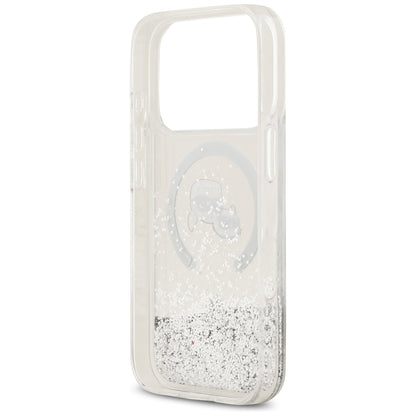Θήκη MagSafe για Apple iPhone 18 Pro / 17 Pro, Karl Lagerfeld, Liquid Glitter Karl & Choupette Head's, Διαφανής