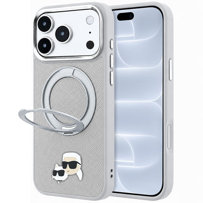 Θήκη MagSafe για Apple iPhone 18 Pro / 17 Pro, Karl Lagerfeld, Ring Stand 360 Karl & Choupette Pin, Γκρι