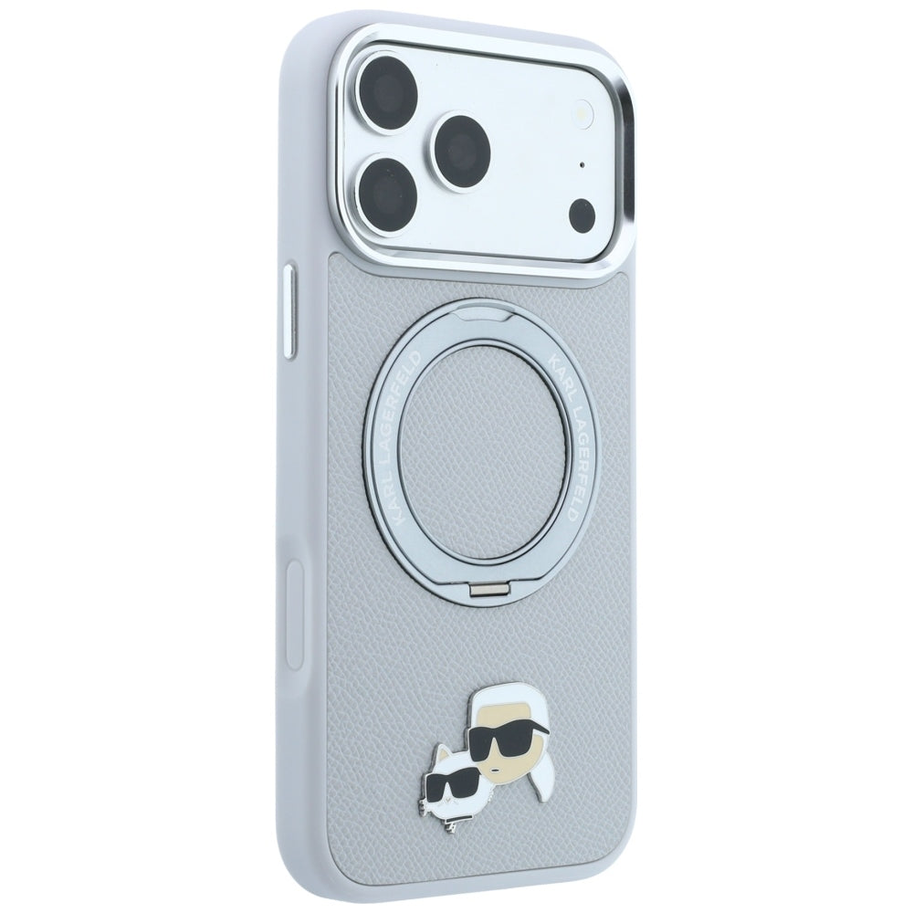 Θήκη MagSafe για Apple iPhone 18 Pro / 17 Pro, Karl Lagerfeld, Ring Stand 360 Karl & Choupette Pin, Γκρι
