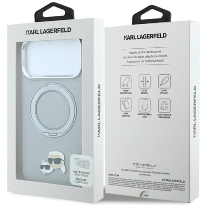 Θήκη MagSafe για Apple iPhone 18 Pro / 17 Pro, Karl Lagerfeld, Ring Stand 360 Karl & Choupette Pin, Γκρι