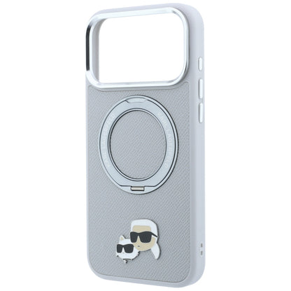 Θήκη MagSafe για Apple iPhone 18 Pro / 17 Pro, Karl Lagerfeld, Ring Stand 360 Karl & Choupette Pin, Γκρι