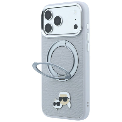 Θήκη MagSafe για Apple iPhone 18 Pro / 17 Pro, Karl Lagerfeld, Ring Stand 360 Karl & Choupette Pin, Γκρι