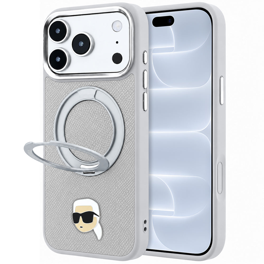 Θήκη MagSafe για Apple iPhone 18 Pro / 17 Pro, Karl Lagerfeld, Ring Stand 360 Karl Pin, Γκρι