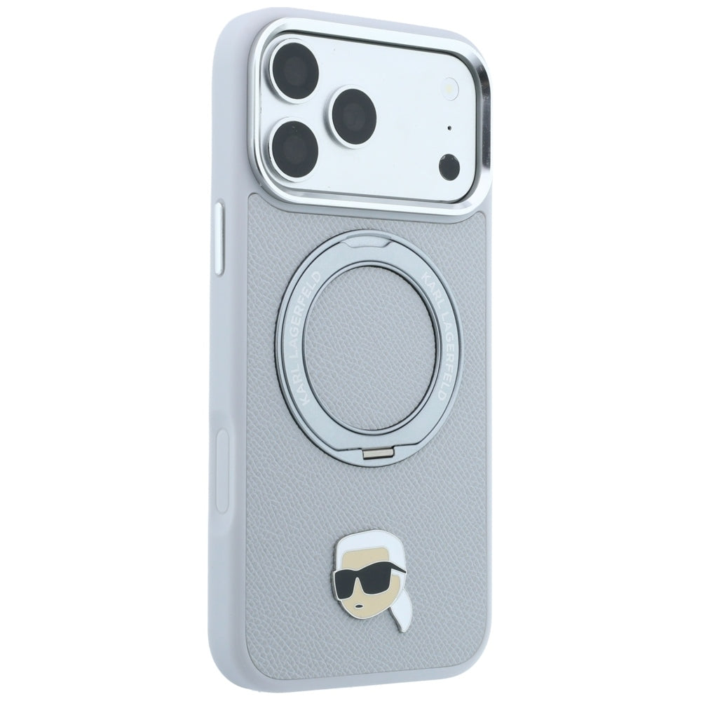 Θήκη MagSafe για Apple iPhone 18 Pro / 17 Pro, Karl Lagerfeld, Ring Stand 360 Karl Pin, Γκρι
