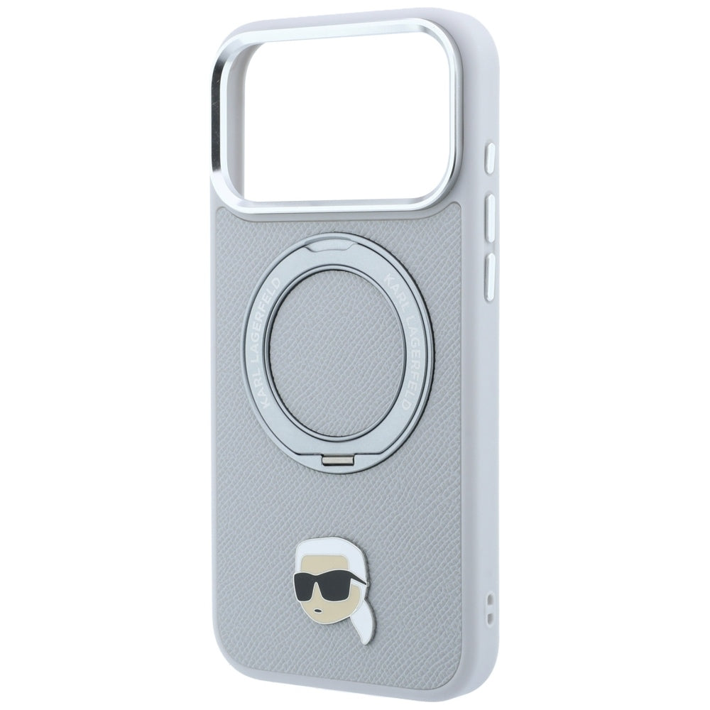 Θήκη MagSafe για Apple iPhone 18 Pro / 17 Pro, Karl Lagerfeld, Ring Stand 360 Karl Pin, Γκρι