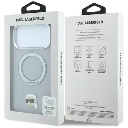 Θήκη MagSafe για Apple iPhone 18 Pro / 17 Pro, Karl Lagerfeld, Ring Stand 360 Karl Pin, Γκρι