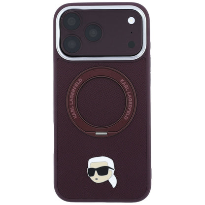 Θήκη MagSafe για Apple iPhone 18 Pro / 17 Pro, Karl Lagerfeld, Ring Stand 360 Karl Pin, Βυσσινί