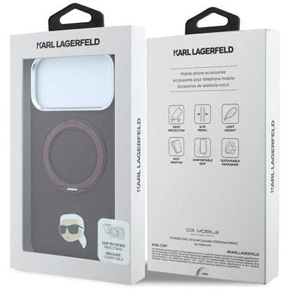 Θήκη MagSafe για Apple iPhone 18 Pro / 17 Pro, Karl Lagerfeld, Ring Stand 360 Karl Pin, Βυσσινί