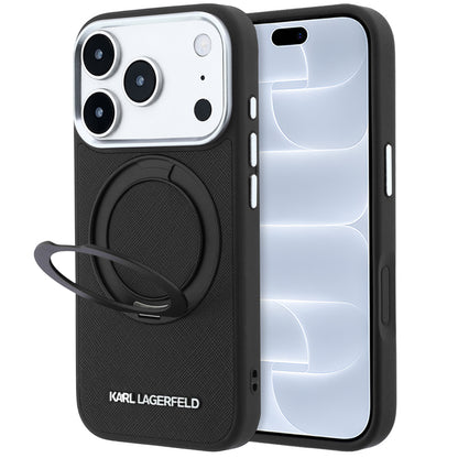 Θήκη MagSafe για Apple iPhone 18 Pro / 17 Pro, Karl Lagerfeld, Ring Stand 360 Saffiano, Μαύρη