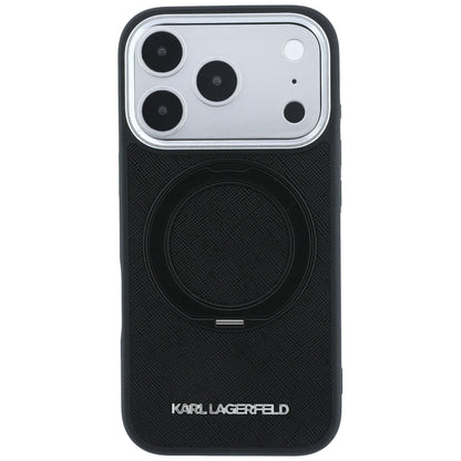 Θήκη MagSafe για Apple iPhone 18 Pro / 17 Pro, Karl Lagerfeld, Ring Stand 360 Saffiano, Μαύρη