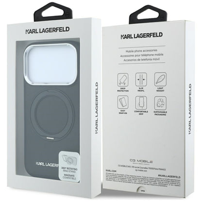 Θήκη MagSafe για Apple iPhone 18 Pro / 17 Pro, Karl Lagerfeld, Ring Stand 360 Saffiano, Μαύρη