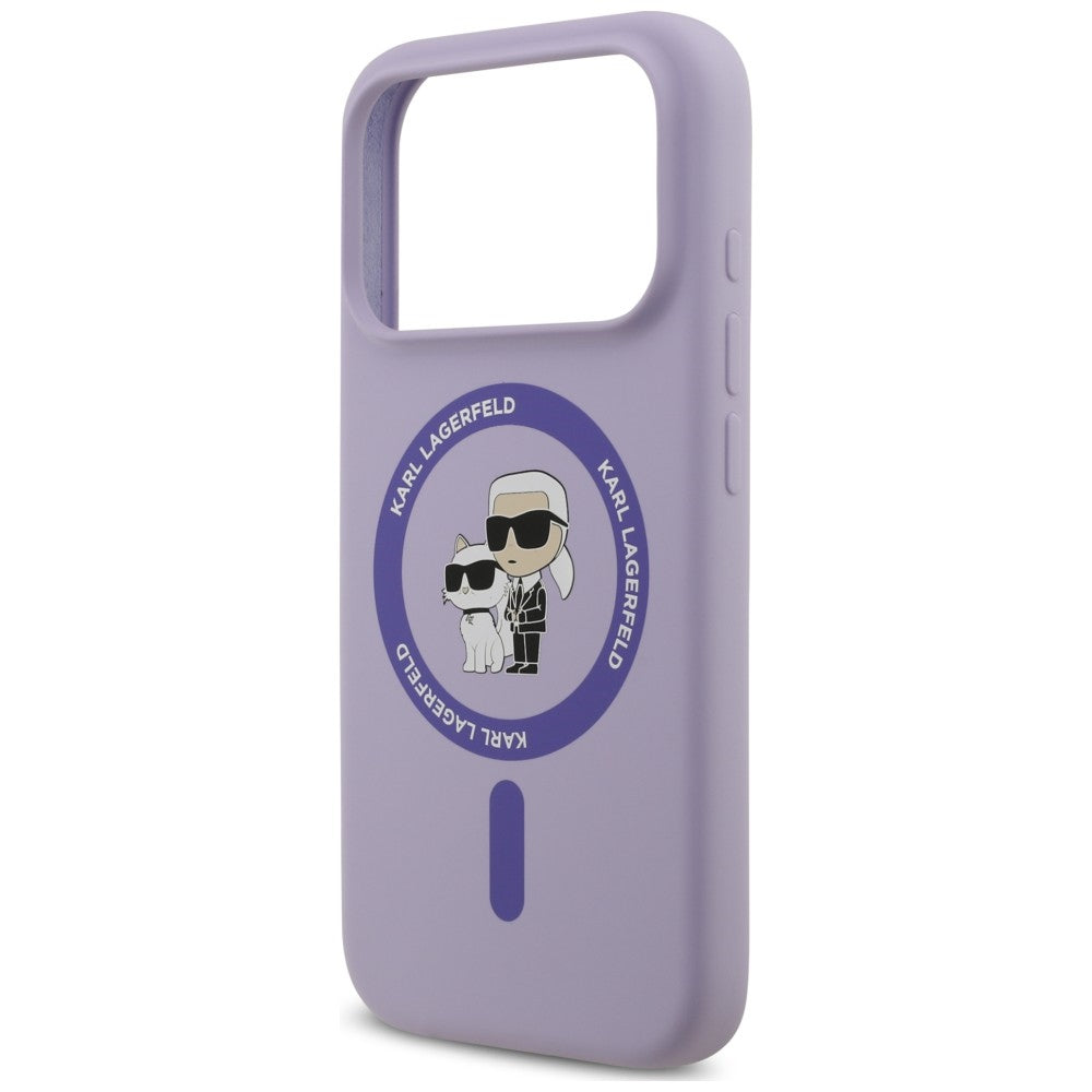 Θήκη MagSafe για Apple iPhone 18 Pro / 17 Pro, Karl Lagerfeld, Silicone Ring Karl & Choupette, Μωβ