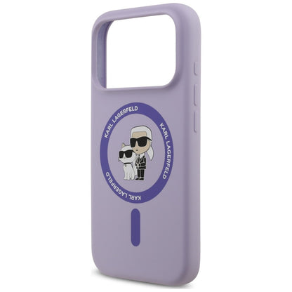 Θήκη MagSafe για Apple iPhone 18 Pro / 17 Pro, Karl Lagerfeld, Silicone Ring Karl & Choupette, Μωβ