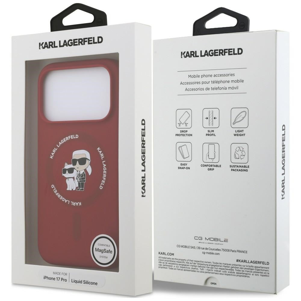 Θήκη MagSafe για Apple iPhone 18 Pro / 17 Pro, Karl Lagerfeld, Silicone Ring Karl & Choupette, Ροζ
